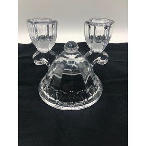 Vintage Imperial Glass Crocheted pattern dbl. light candleholder 40’s to 50’s
